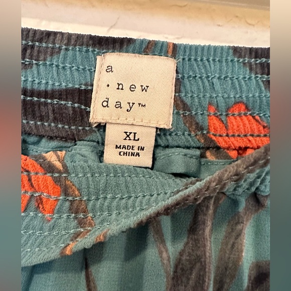 A New Day Teal and Orange Floral Maxi Skirt - Picture 2 of 3